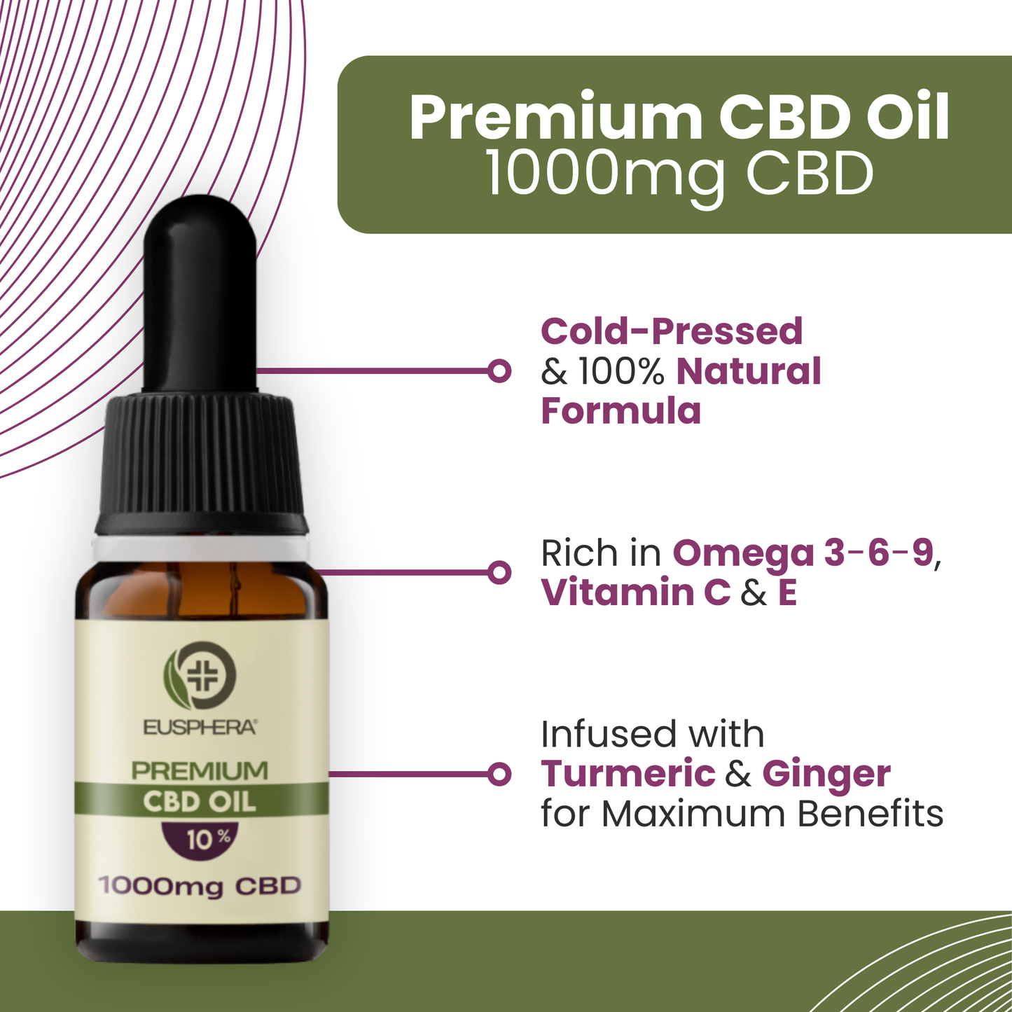Hemp Extract Oil 1000mg Premium - 10 ml