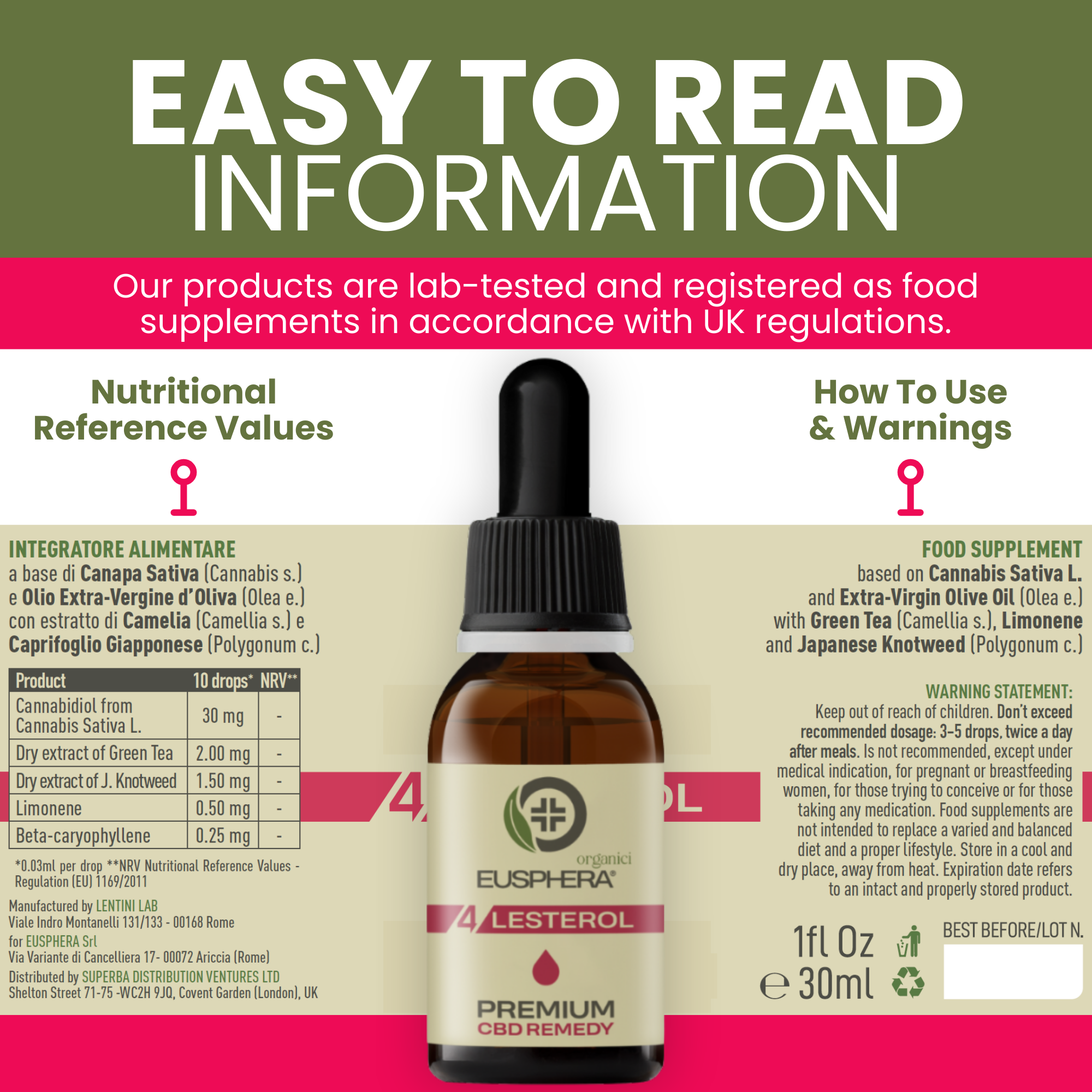 4LESTEROL - CBD Oil to Support the Regulation of Normal Cholesterol - 30 ml