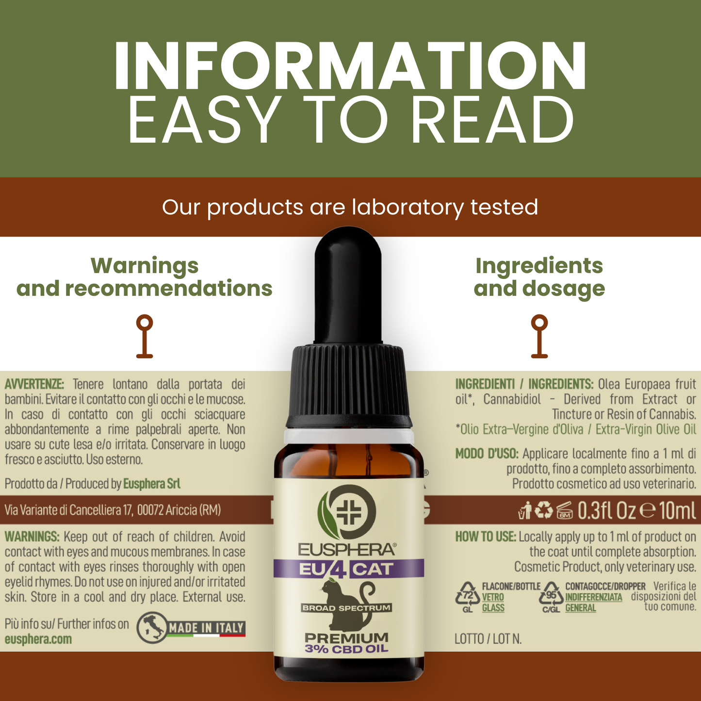 EU4CAT - Natural Soothing Oil for Cats Rich in Vitamins - 10 ml